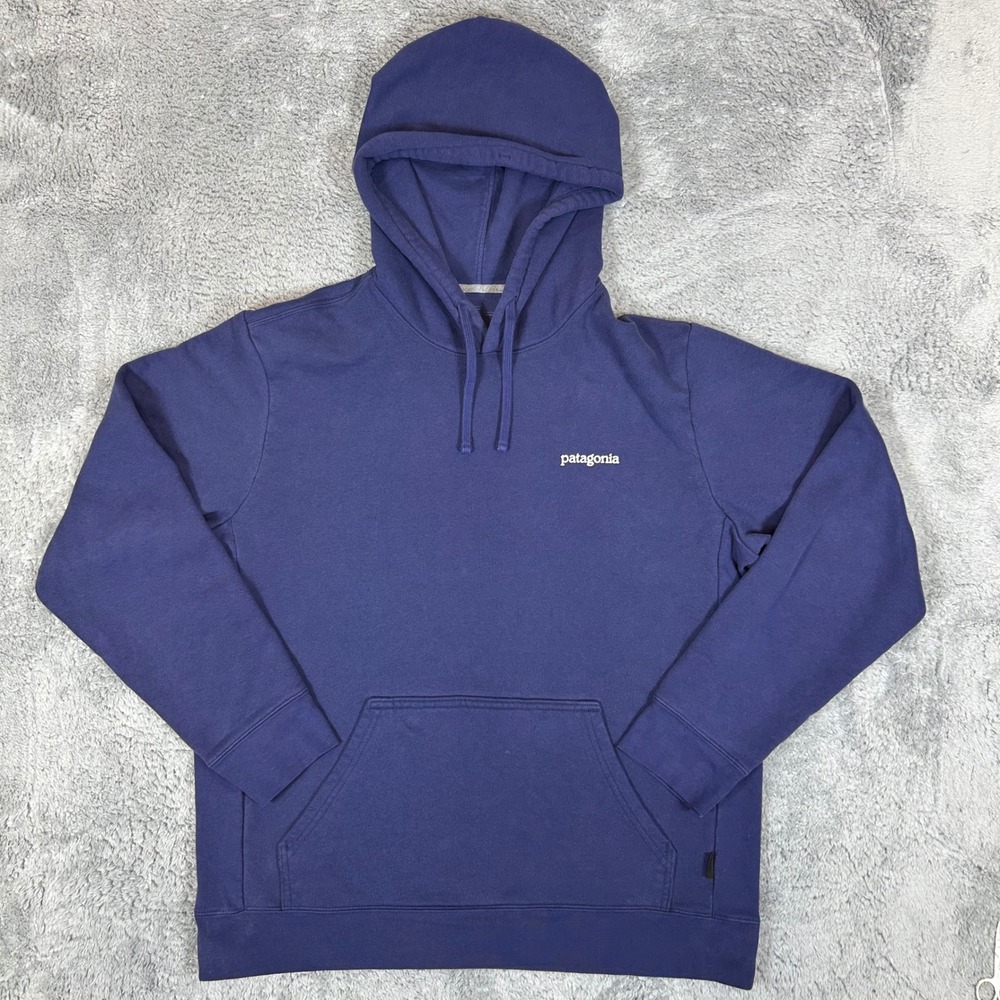 Patagonia Uprisal Navy Blue Fitz Roy Logo Hoodie Mens Large L 39622